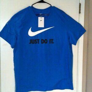 NEW NIKE SPORTSWEAR "JDI Swoosh Tee" MEN'S BLUE WHITE T-SHIRT 2XL FN80578-403